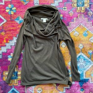 Olive green cowl neck/off the shoulder christmas sweater